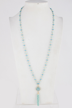 Sparkling Faux Stone Charm Long Necklace 7EBI1